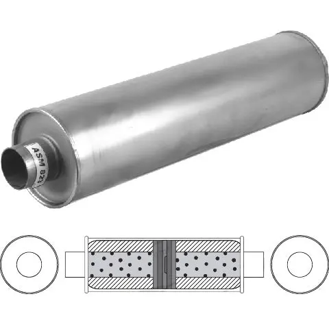 6" Round, 24" Long, 2" C/C Baffled, Aluminised 1