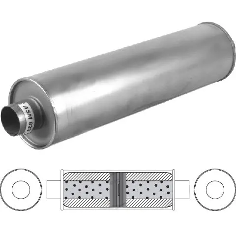 6" Round, 24" Long, Id 2 1/2", C/C, O/Cham/Baff, G/P, Aluminised 1