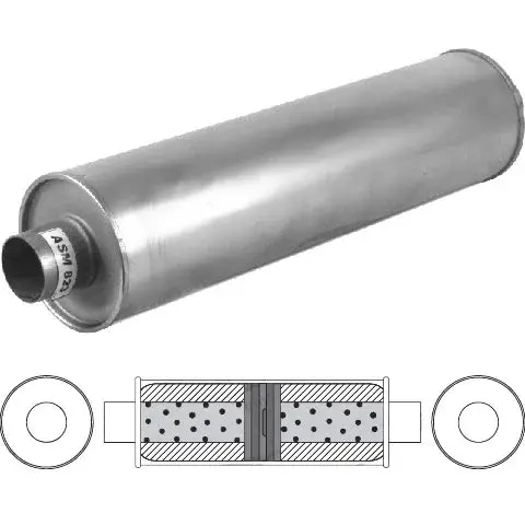 6" Round, 24" Long, Id 3", C/C, O/Cham/Baff, Aluminised 1
