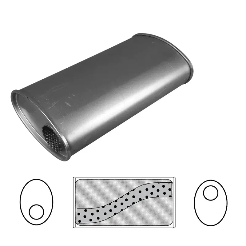 8" X 4" Oval, 16" Long, 2 1/2" Offset/Offset, Megaflow (No Spigots) 1