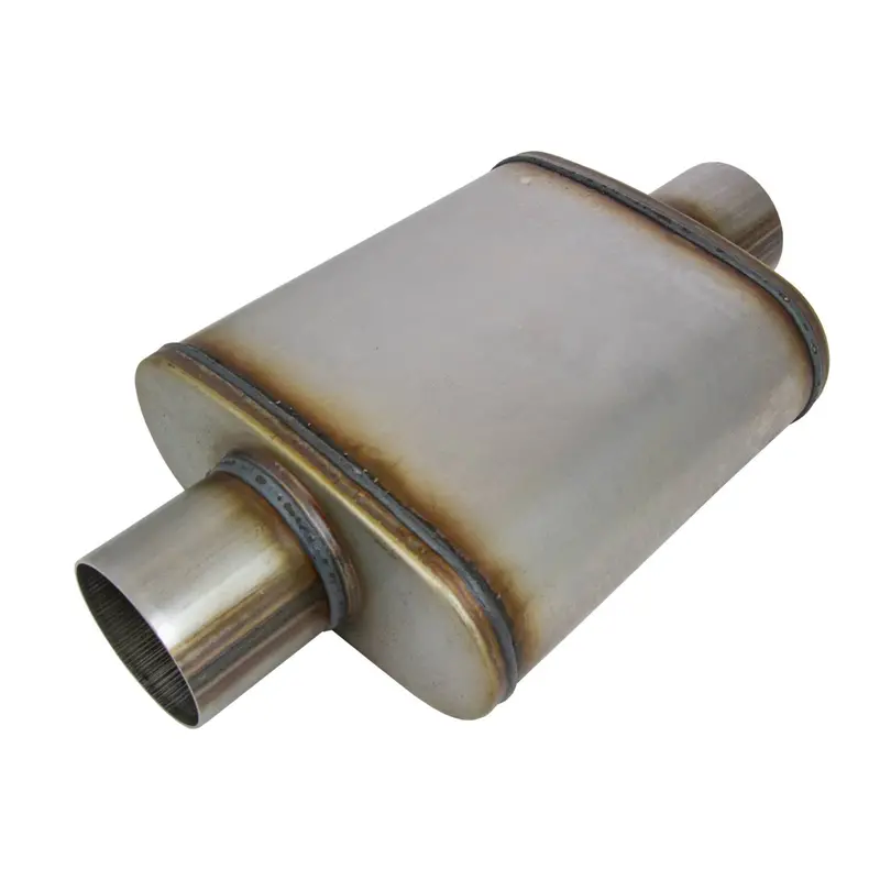 9" X 4" Oval, 14" Long, 2 1/2", C/C, Spigots, Mega Power, 409 Stainless, Unpolished 2