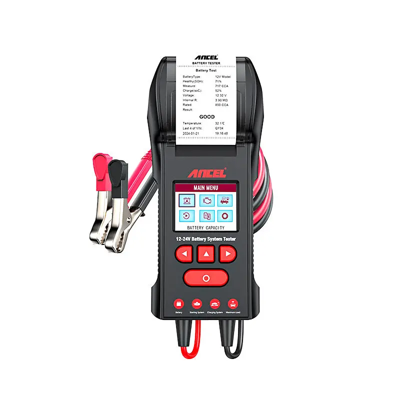 Ancel Bst600 12V & 24V Battery Tester Fast  & Accurate Built-In Printer And Paper Safe & Convenient Support Multi-Languauge 1