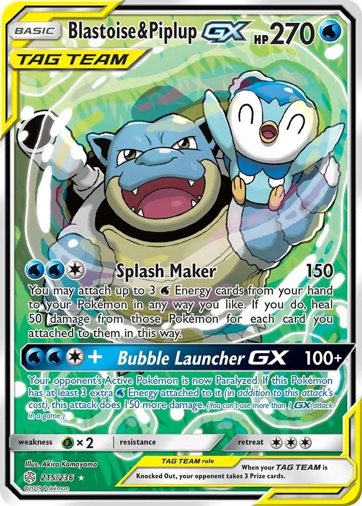Blastoise & Piplup Gx (Alternate Full Art) (215/236) (Sm12) 1
