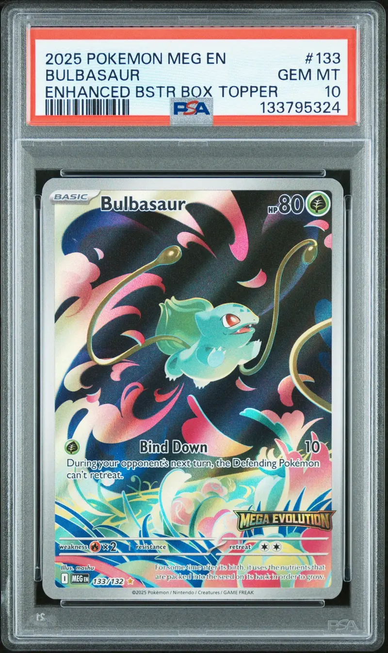 Bulbasaur Enhanced Bstr Box Topper 2025 Pokemon Meg En-Mega Evolution Psa Gem Mt 10 1