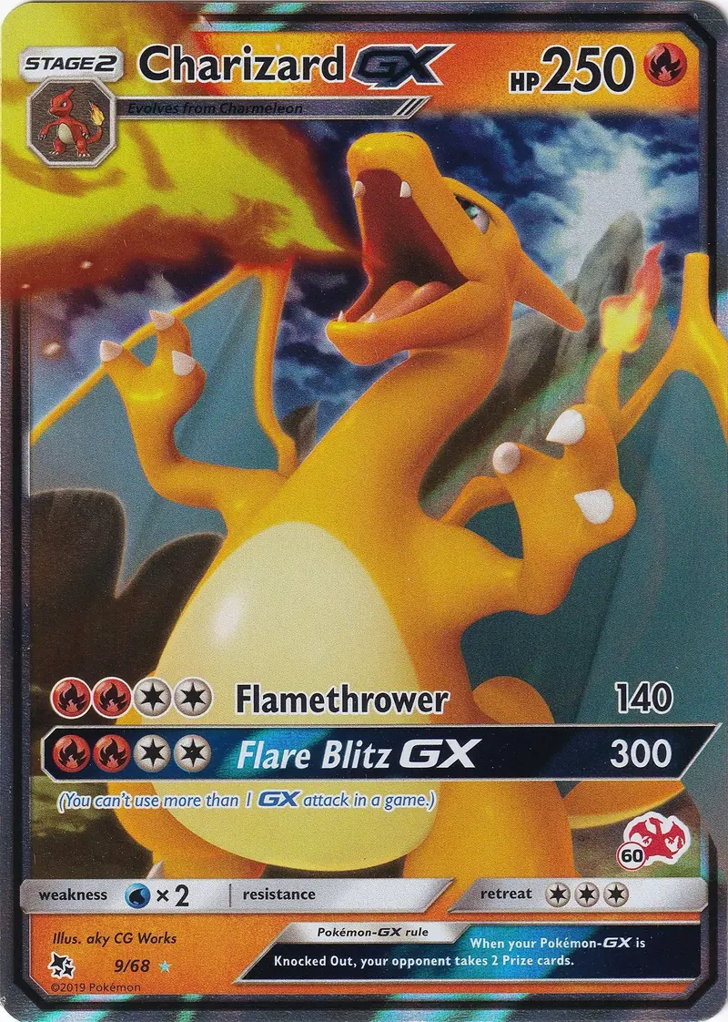 Charizard Gx - 9/68 (#60 Charizard Stamped) (009/068) (Bta) 1