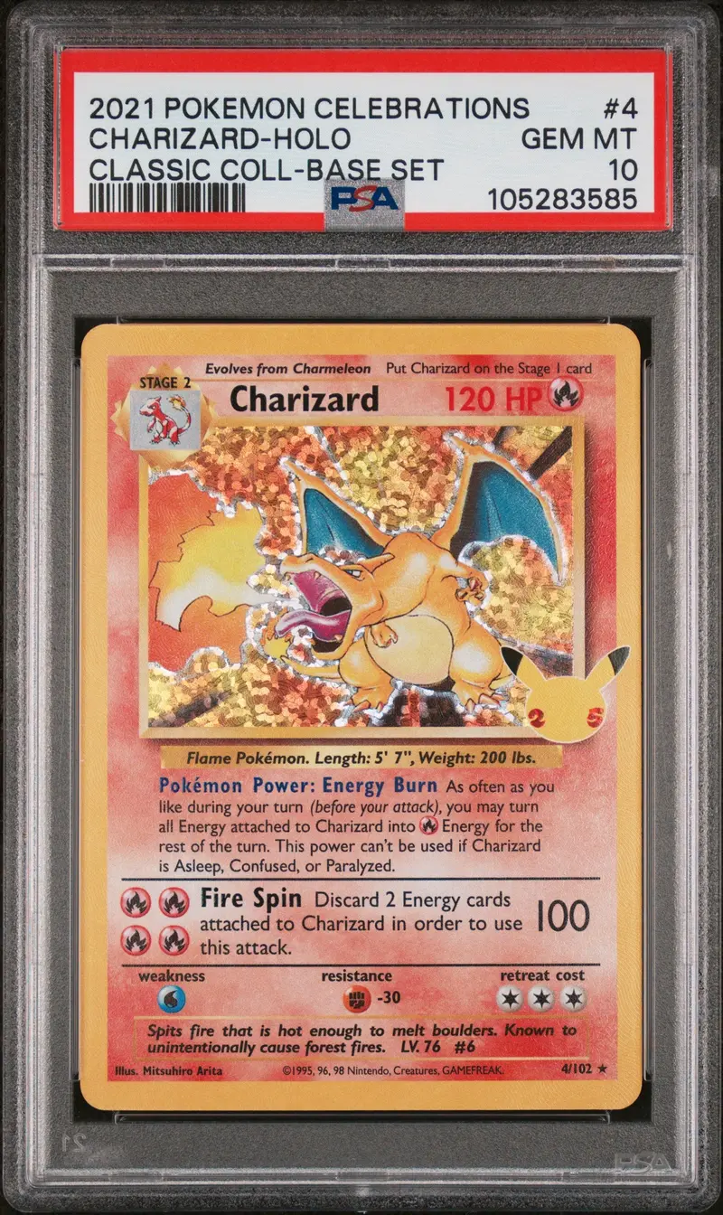 Charizard-Holo Classic Coll-Base Set 2021 Pokemon Celebrations Classic Collection Psa Gem Mt 10 1