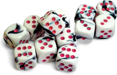 Chessex: Gemini - 16Mm D6 36Pc Dice Block (Black-White & Pink) 1