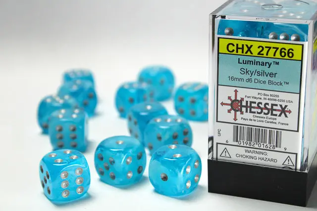 Chessex: Luminary - 16Mm D6 36Pc Dice Block (Sky & Silver) 1