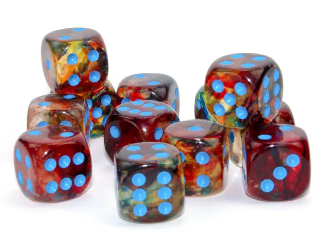Chessex: Nebula - Luminary - 16Mm D6 12Pc Dice Block (Primary & Blue) 1