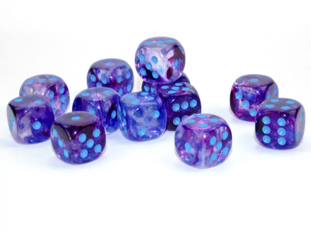 Chessex: Nebula - Luminary - 16Mm D6 36Pc Dice Block (Nocturnal & Blue) 1
