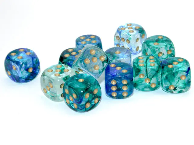Chessex: Nebula - Luminary - 16Mm D6 36Pc Dice Block (Oceanic & Gold) 1
