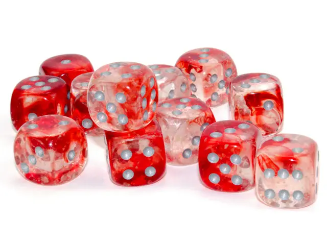 Chessex: Nebula - Luminary - 16Mm D6 36Pc Dice Block (Red & Silver) 1