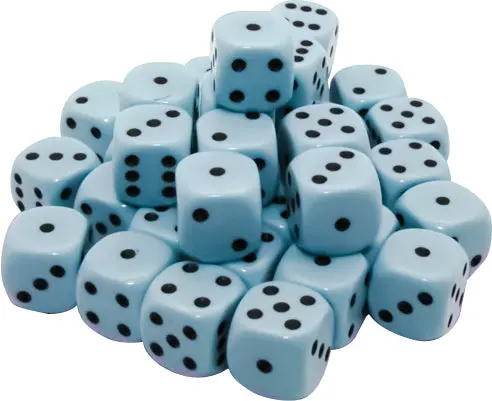 Chessex: Opaque - 12Mm D6 36Pc Dice Block (Pastel Blue & Black) 1