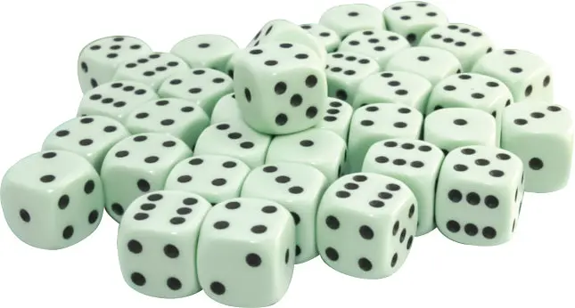 Chessex: Opaque - 12Mm D6 36Pc Dice Block (Pastel Green & Black) 1