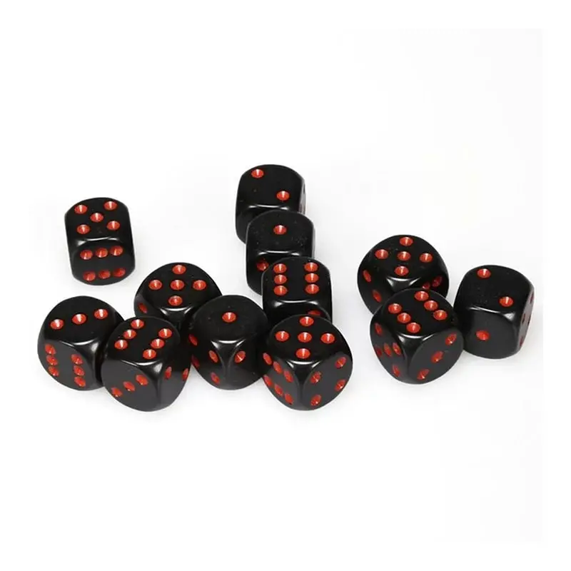 Chessex: Opaque - 16Mm D6 12Pc Dice Block (Black & Red) 1