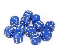 Chessex: Opaque - 16Mm D6 12Pc Dice Block (Blue & White) 1