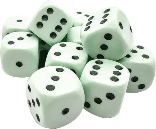 Chessex: Opaque - 16Mm D6 12Pc Dice Block (Pastel Green & Black) 1