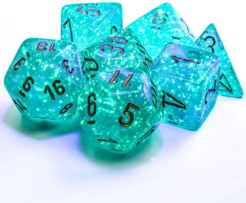 Chessex: Poly Dice Set - Borealis 7Pc Luminary (Teal & Gold) 1