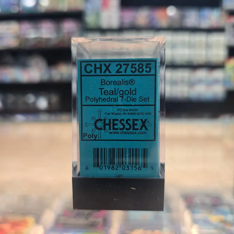 Chessex: Poly Dice Set - Borealis 7Pc Luminary (Teal & Gold) 2