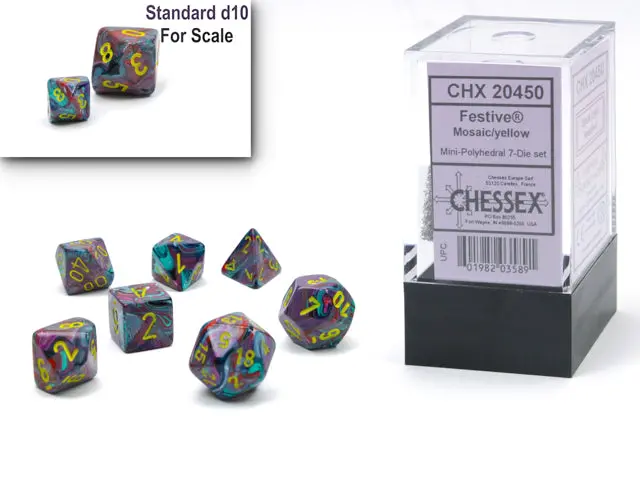 Chessex: Poly Dice Set - Festive Mini 7Pc (Mosaic & Yellow) 1