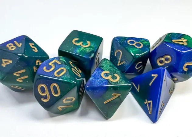 Chessex: Poly Dice Set - Gemini 7Pc (Blue-Green & Gold) 1