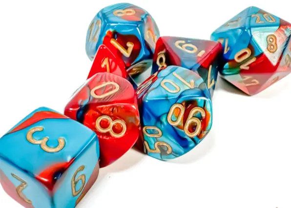 Chessex: Poly Dice Set - Gemini 7Pc (Red-Teal & Gold) 1