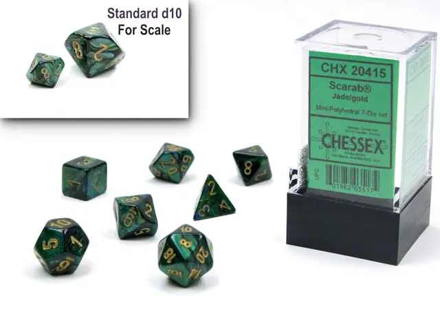 Chessex: Poly Dice Set - Scarab Mini 7Pc (Jade & Gold) 1