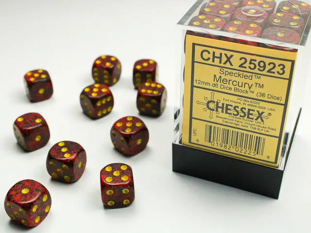 Chessex: Speckled - 12Mm D6 36Pc Dice Block (Mercury) 1