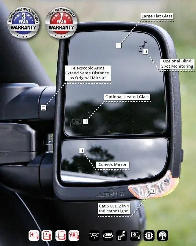 Clearview Next Gen Towing Mirror For Ford Ranger Px2,Px3 Xlt/Xlt Hi-Rider 2011 To 2021 1