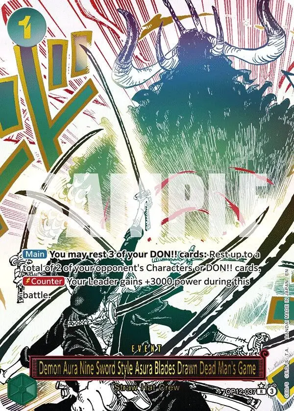 Demon Aura Nine Sword Style Asura Blades Drawn Dead Man's Game (Alternate Art) (Op12-037) (Op12) 1