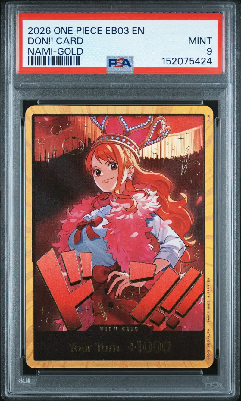 Don!! Card Nami-Gold 2026 One Piece Eb03-Extra Booster -One Piece Heroines Edition- Psa Mint 9 1