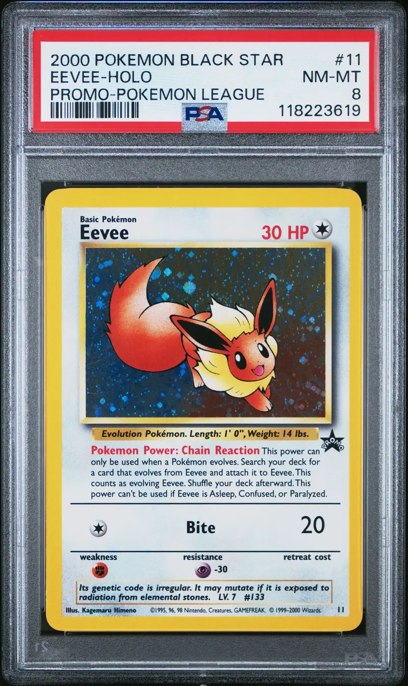 Eevee-Holo Promo-Pokemon League 2000 Pokemon Promo Black Star Psa Nm-Mt 8 1