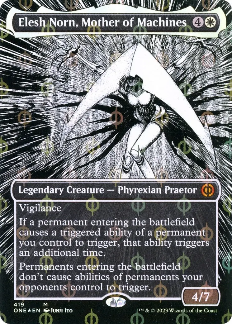 Elesh Norn, Mother Of Machines (Borderless) (Step-And-Compleat Foil) (419) (One) 1