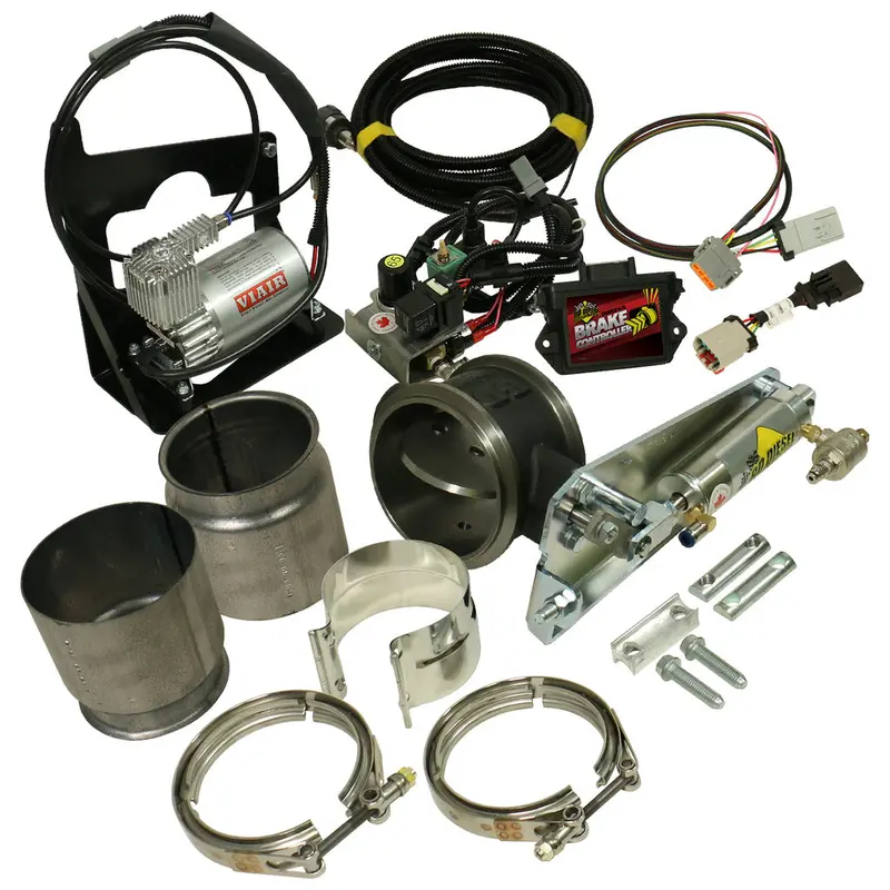 Exhaust Brake (Remote) W/Non-Vgt Turbo & 4-Inch Exhaust Kit C/W Air Compressor Dodge 6.7L Cummins 2007.5-2017 1