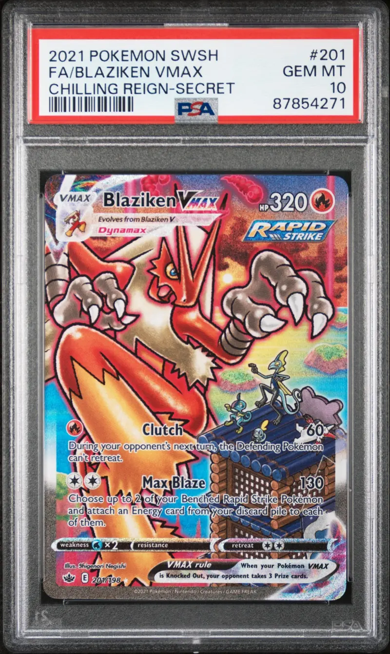Fa/Blaziken Vmax Chilling Reign-Secret 2021 Pokemon Sword & Shield Chilling Reign Psa Gem Mt 10 1