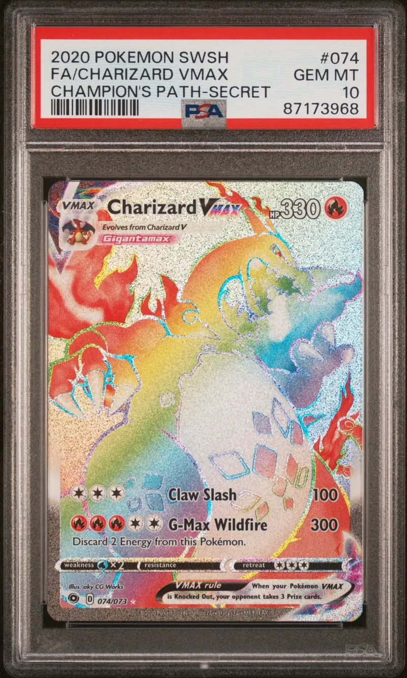 Fa/Charizard Vmax Champion's Path-Secret 2020 Pokemon Sword & Shield Champion's Path Psa Gem Mt 10 1
