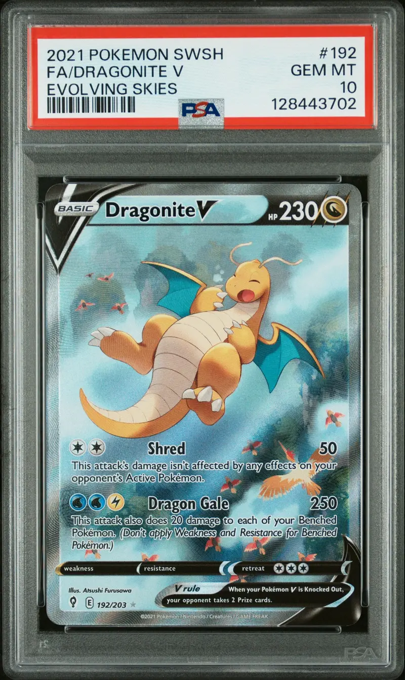 Fa/Dragonite V Evolving Skies 2021 Pokemon Sword & Shield Evolving Skies Psa Gem Mt 10 1
