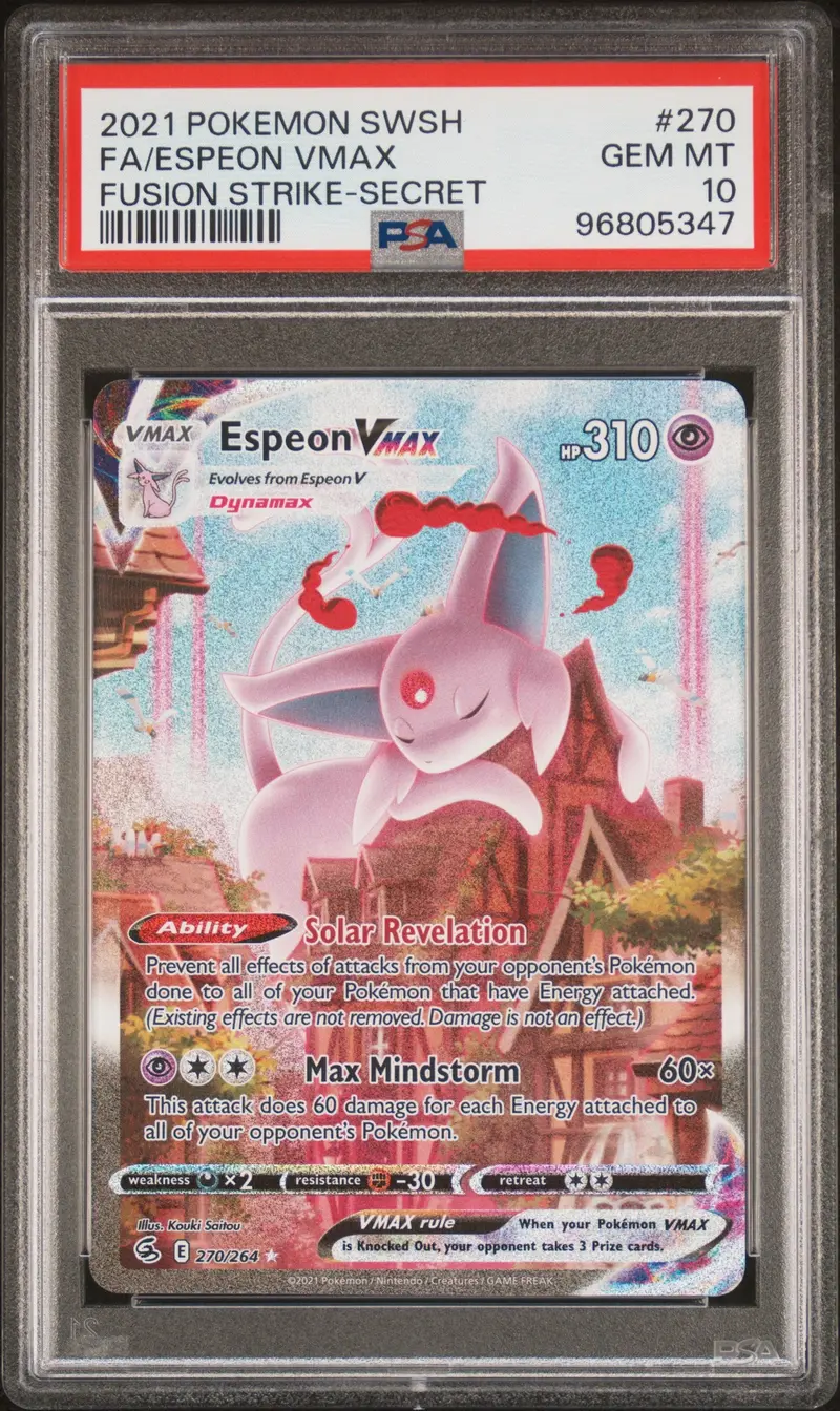 Fa/Espeon Vmax Fusion Strike-Secret 2021 Pokemon Sword & Shield Fusion Strike Psa Gem Mt 10 1