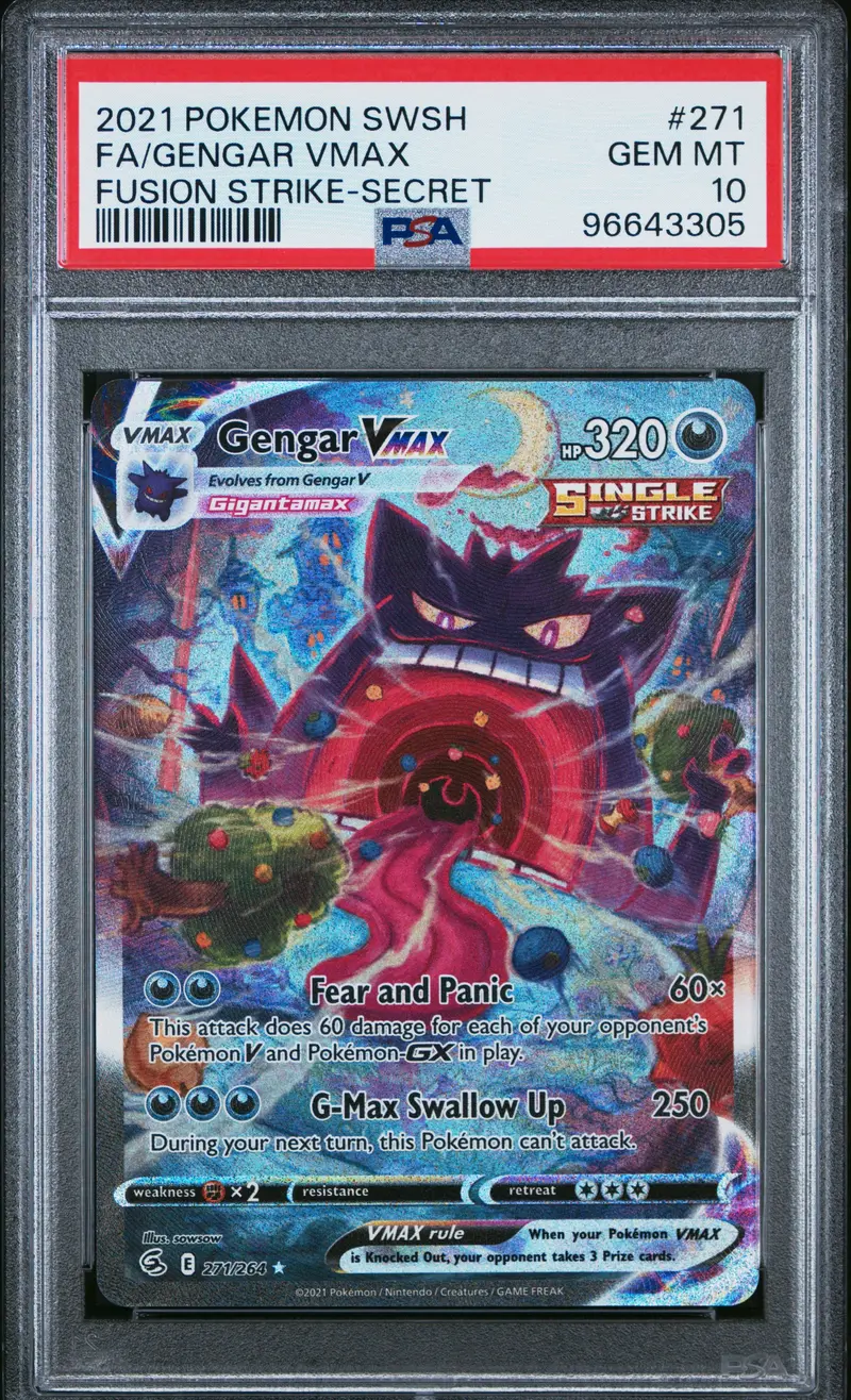 Fa/Gengar Vmax Fusion Strike-Secret 2021 Pokemon Sword & Shield Fusion Strike Psa Gem Mt 10 1