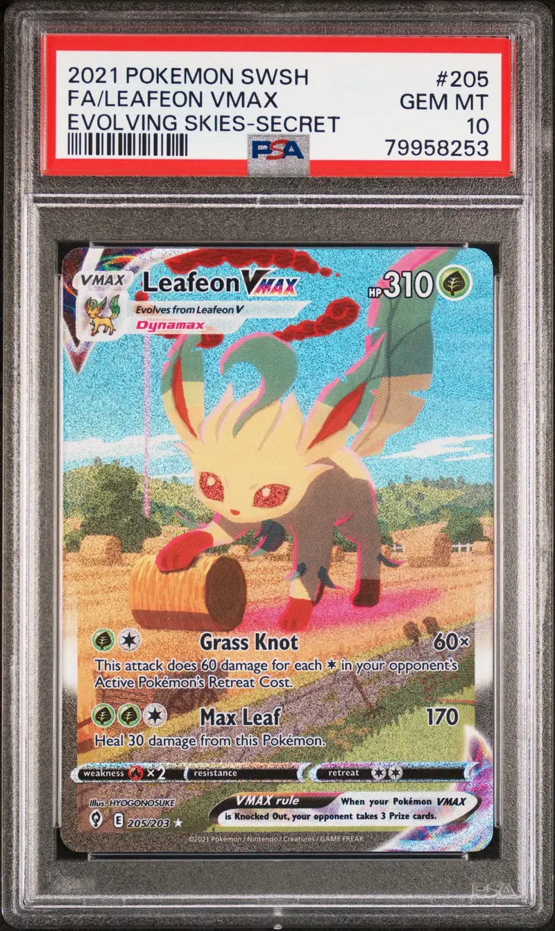 Fa/Leafeon Vmax Evolving Skies-Secret 2021 Pokemon Sword & Shield Evolving Skies Psa Gem Mt 10 1