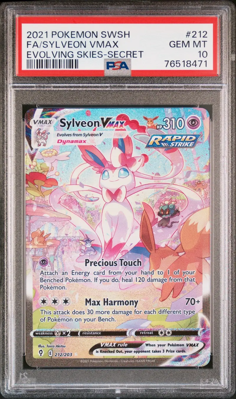 Fa/Sylveon Vmax Evolving Skies-Secret 2021 Pokemon Sword & Shield Evolving Skies Psa Gem Mt 10 1
