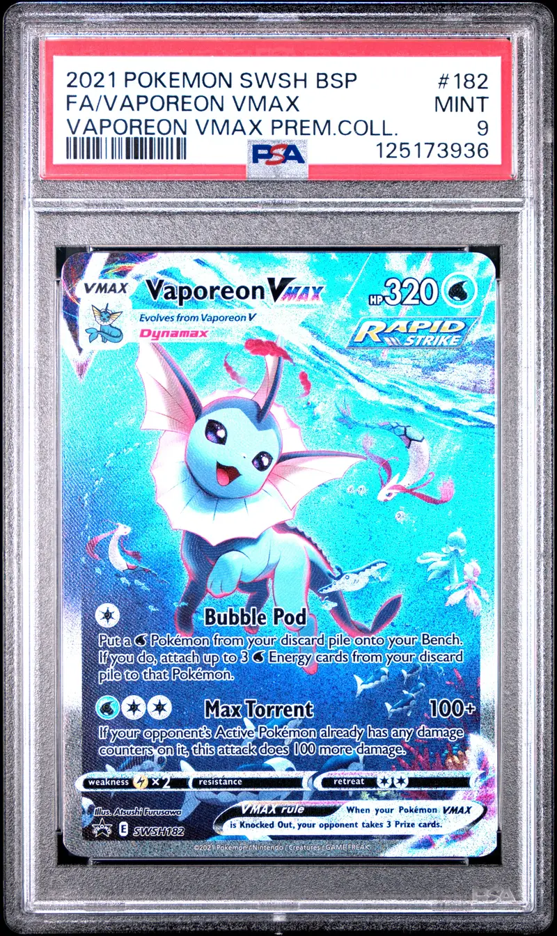 Fa/Vaporeon Vmax Vaporeon Vmax Prem.Coll. 2021 Pokemon Swsh Black Star Promo Psa Mint 9 1