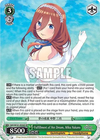 Fulfillment Of Her Dream, Miku Nakano (5Hy/W101-E036s Sr) [The Quintessential Quintuplets Movie] 1