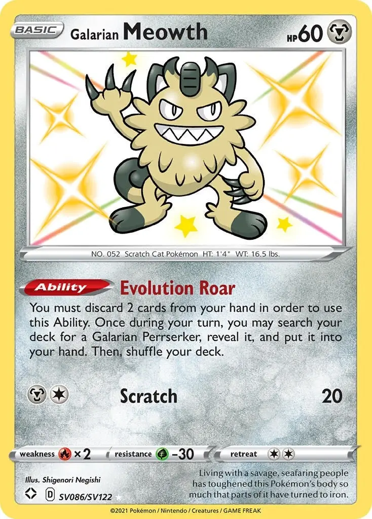 Galarian Meowth (Sv086/Sv122) (Shfsv) 1