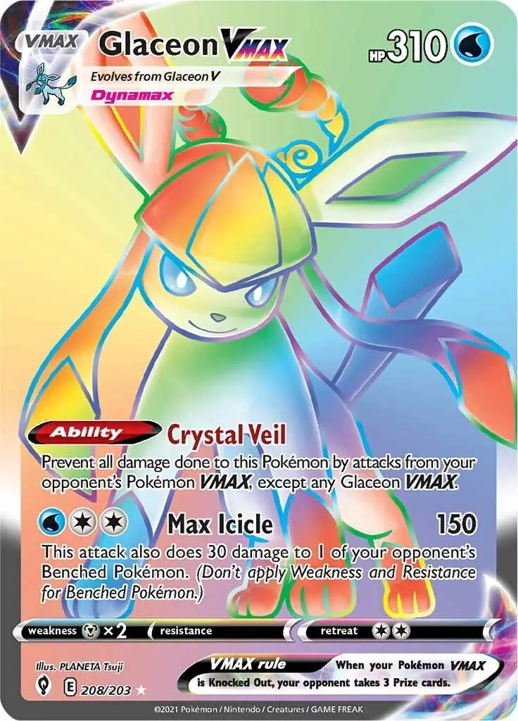 Glaceon Vmax (Secret) (208/203) (Swsh07) 1