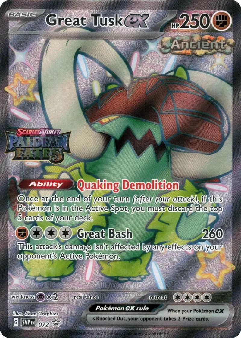 Great Tusk Ex - 072 (Paldean Fates Stamped) (072) (Mcap) 1