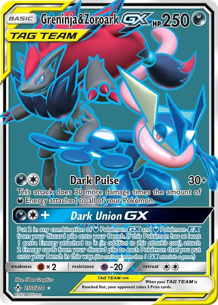 Greninja & Zoroark Gx (200) (Full Art) (200/214) (Sm10) 1