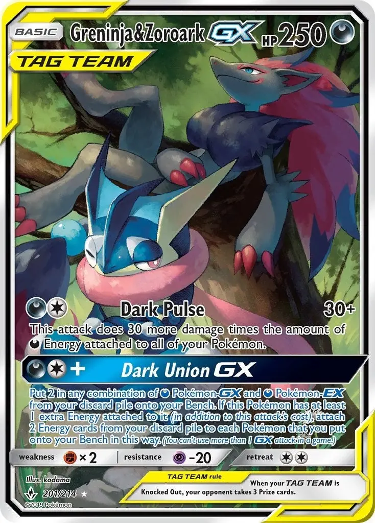 Greninja & Zoroark Gx (201) (Alternate Full Art) (201/214) (Sm10) 1