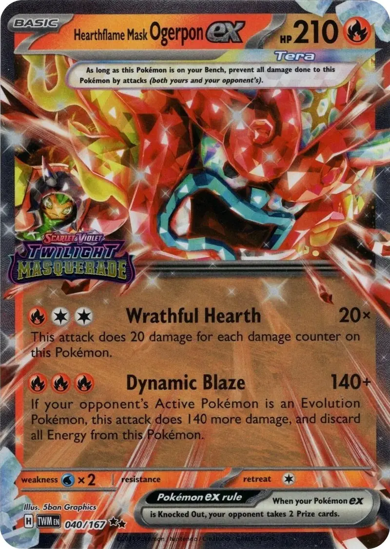 Hearthflame Mask Ogerpon Ex (Twilight Masquerade Stamp) (040/167) (Mcap) 1