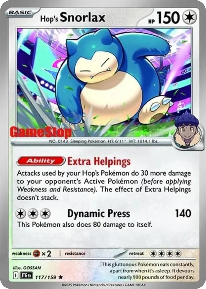 Hop's Snorlax - 117/159 (Gamestop) (Cosmos Holo) (117/159) (Mcap) 1